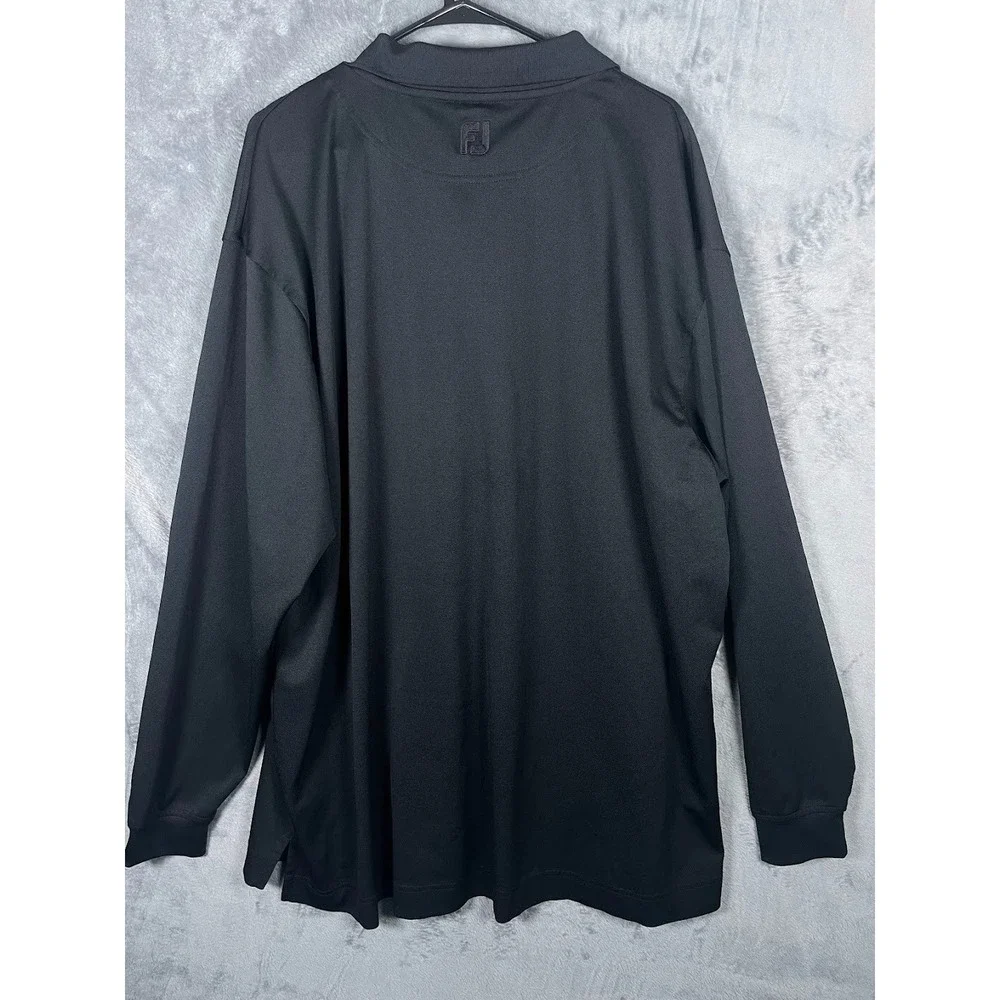 FJ Footjoy Golf Men's Long Sleeve Polo Shirt Black Size XXL 2XL - Picture 3 of 5